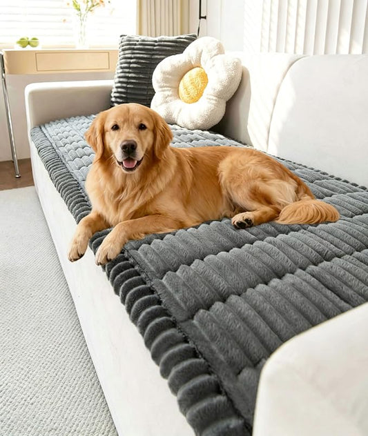 OTOB Pet Couch Covers for Sofa Washable, Anti Slip Love Seat Dog Sofa Cover | Dark Gray, 31.5" x 63.0'', All Seasons, Soft Fuzzy Plush, Couch Protector for Dogs, Breathable, Thick Wear-Resistant by OTOB