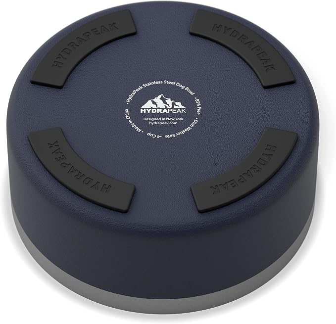 Hydrapeak Dog Bowl; Non Slip Stainless Steel; Water and Food Dish; Large Sized and Small Dogs; 32oz 64oz; Multiple Sizes; 4 Cup | Navy - Image 3