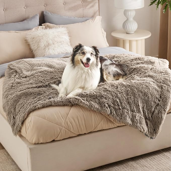 Bedsure Waterproof Dog Blankets for Large Dogs, Fluffy Faux Fur, 50×60" | Plush Fuzzy Reversible Pet Blankets for Couch and Dog Bed, Soft Calming Throw Cat Blanket Washable, Dog Gift, Brown - Image 6