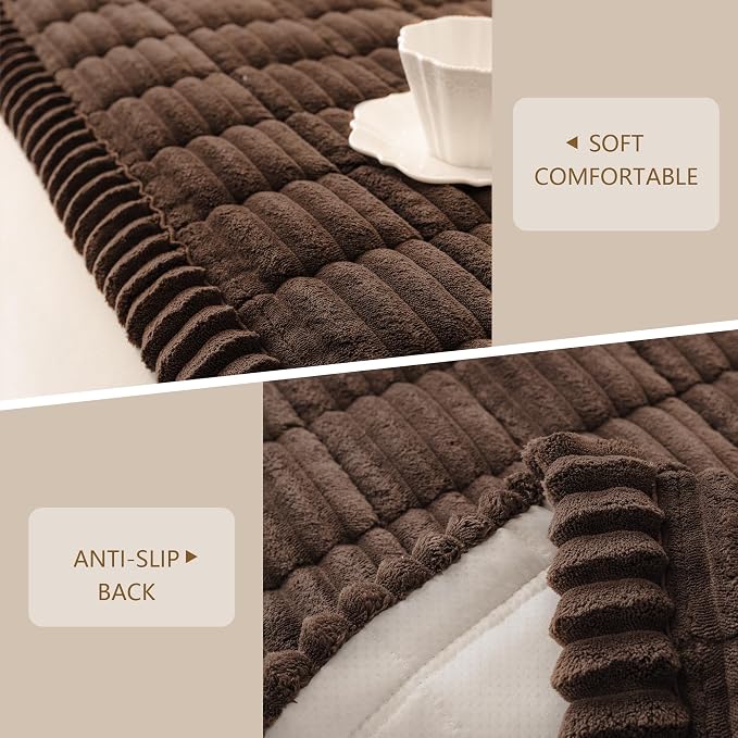 MEETSKY Couch Cover for Sofa, Soft Couch Armrest Covers for Sofa Pet Friendly, Thick Couch Protector Recliner Chair Arm Protector Washable, Chocolate, 27.6" x 27.6" - Image 4