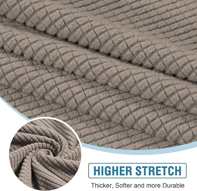 H.VERSAILTEX Backrest Cushion Covers Sectional Couch Back Cushion Covers for Sectional Sofa Set for Both Left/Right Couch (Back Only: 1 Chaise + 3 Sofa, Taupe) - Image 4
