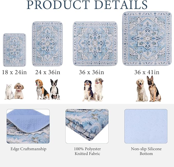 Homimp Washable Pee Pads for Dogs,2 Pack Reusable Puppy Pads Waterproof,Absorbent and Leakproof Dog Pee Pads,Non Slip Puppy Training Pads, Pet Mat for Floor, Crate, Couch, Whelping,Blue, 36"x41" - Image 6