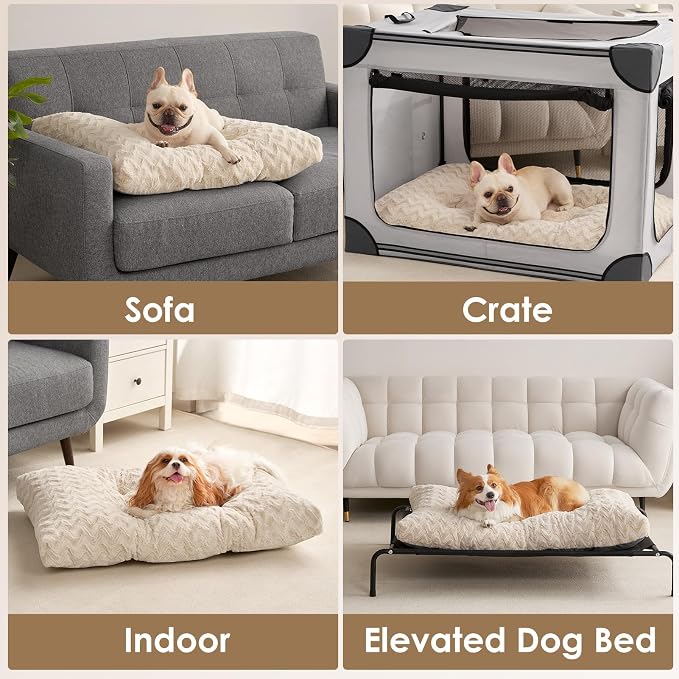 EHEYCIGA Washable Dog Bed for Crate 44x32 Inch, Anti-Slip XL Plus Kennel Pad for Extra Large Dogs Up to 85 lbs, Plush and Comfy Pet Sleeping Mat, Beige - Image 6