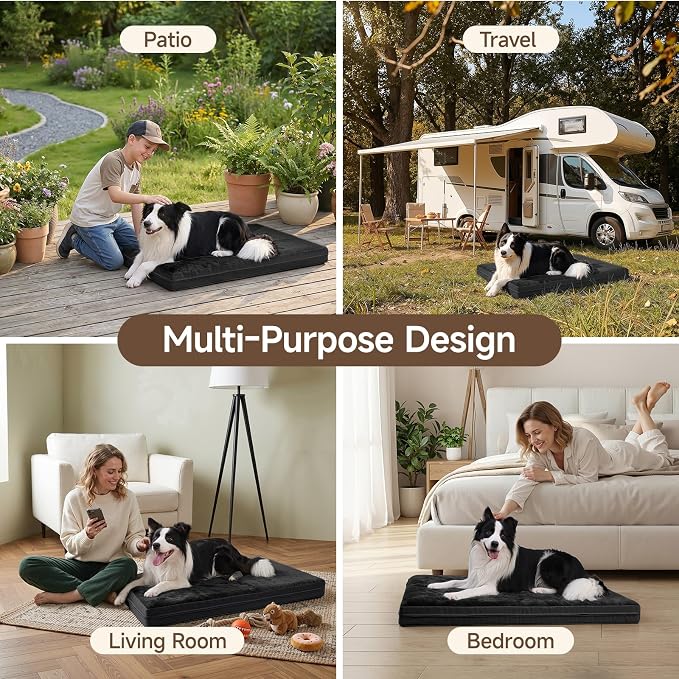 Waterproof Dog Bed for Crate, Washable Reversible Kennel Pads, 23x17, Black | Kennel Pet Bed for Small Dogs with Removable Cover, Waterproof, Wipeable, Anti-Slip, Outdoor, Black - Image 6