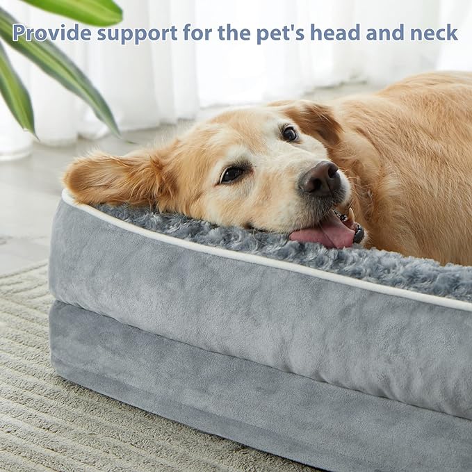 BFPETHOME Orthopedic XL Dog Beds Large Sized Dog, Washable Dog Couch Bed | Removable Cover, Waterproof Lining, Non-Slip Bottom, Large Pet Sofa with Sides, Cozy Sleeping Bed for Senior Dogs, 48*35inch - Image 3