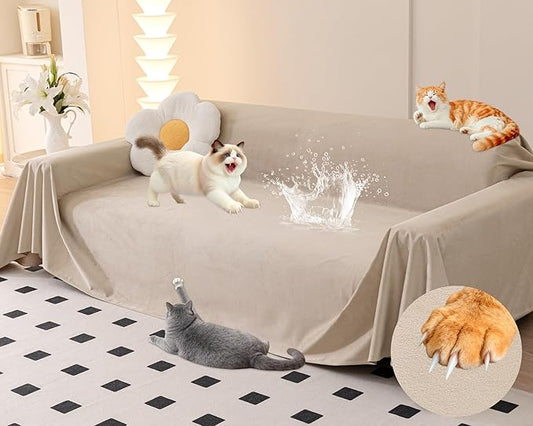 LOllON Cat Scratch Couch Cover Waterproof 150"x71" Non-Slip | Pet-Friendly Couch Protector, Anti-Scratch & Waterproof Sofa Cover For Cats Dogs Kids, Machine Washable by Loiion