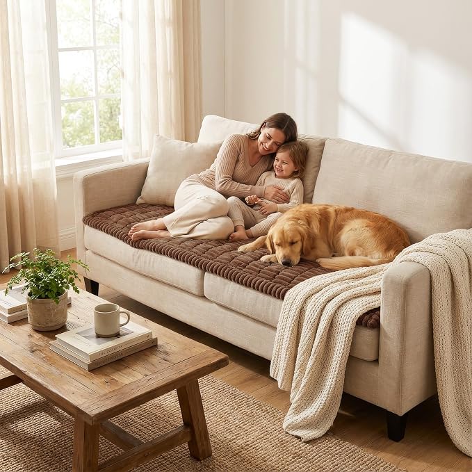 Smiry Couch Cover for Dogs, Non Slip Washable Sofa Protector for Pets | Soft Furniture Cover for Leather & Fabric Couches, Cozy Protect Against Fur, Dirt & Messes, Pet Friendly, 27.6"x70.9" - Image 6