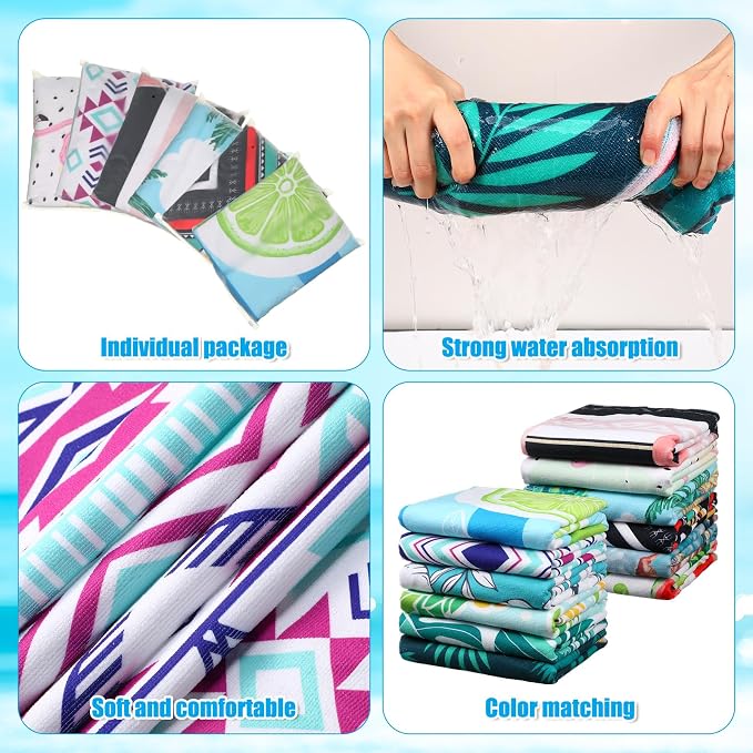 12 Pcs Oversized Microfiber Beach Towels Set 30 x 60 Extra Large Fiber Swim Pool Towel Absorbent Bath Blanket for Travel Vacation Accessories Gift Spa Soft Lightweight(Hawaii) - Image 3
