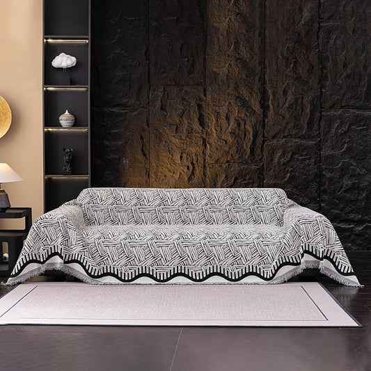 ROOMLIFE Couch Cover 3 Cushion Sofa, Washable Non Slip Furniture Sofa Protector Cover, Soft Chenille Sofa Slipcovers Sectional L Shape Dogs Couch Cover Throw Blanket with Tassels 71''X150'' by ROOMLIFE