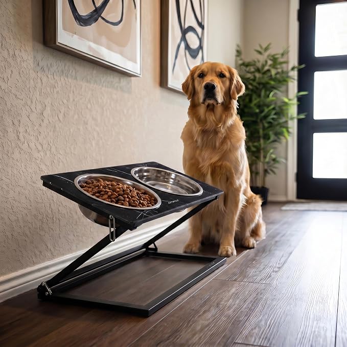 Elevated Dog Bowl, Adjustable Height and Tilt Angle Dog Bowl Stand | Precisely Adjust Height And Tilt Angle, Easy To Clean, Equipped With 2 Stainless Steel Food Bowls, Sturdy And Durable. - Image 6