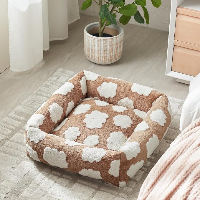 JOEJOY Medium Dog Bed Medium Size Dog, Rectangle Washable Orthopedic Pet Bed with Removable Zipper Cover, Cute Soft Calming Puppy Pet Bed with Jacquard Shaggy Plush & Non Skid Bottom - Image 9