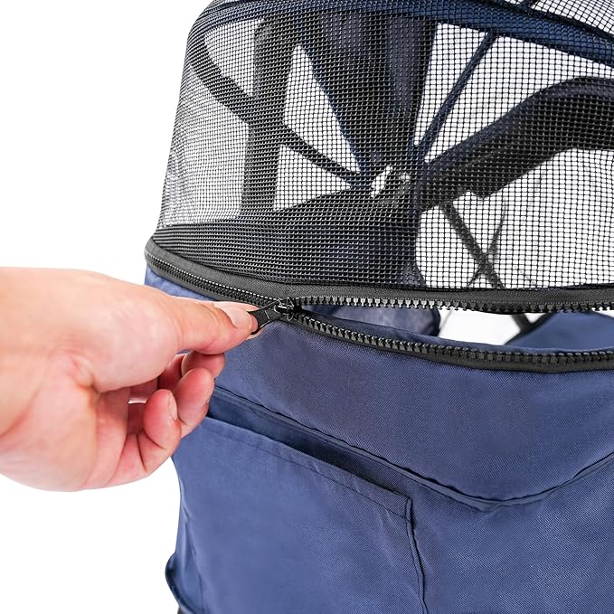 Dog Stroller with Casters, 40LBS Capacity Foldable Cat Pet Stroller with Storage Basket&Cup Holder, Foam Handle, Steel Frame for Small Medium Dogs Cats(Blue)