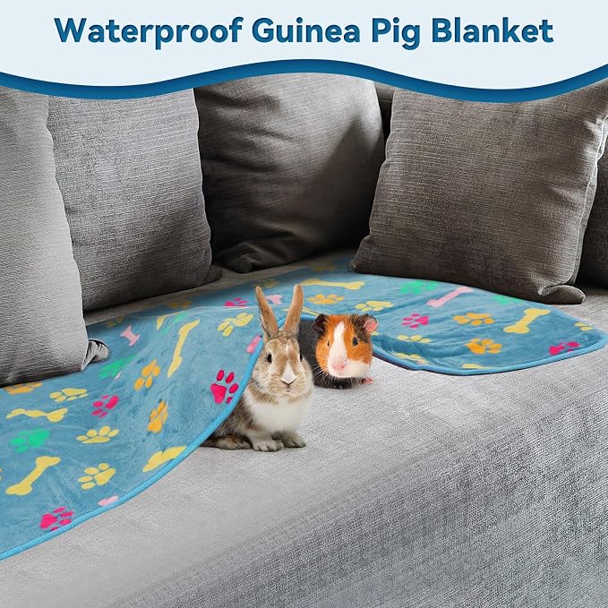YUEPET 3 Pack Waterproof Guinea Pig Blankets Washable Small Animal Fleece Cage Liners Soft Pet Mat Guinea Pigs Fleece Bedding for Hamster Rabbit Chinchilla Ferret Guinea Pig 48"×24" - Image 7