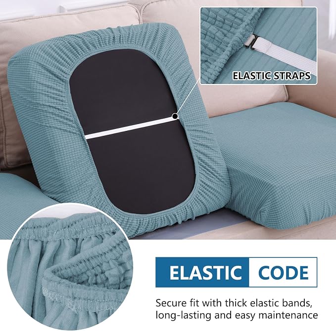 hyha Waterproof Couch Cushion Covers for Pets, Non Slip Sofa Seat Cover | Stretch Jacquard Fabric, Elastic Bottom, Non Slip Fit, Waterproof Protection, Pet Hair Protection (2 Pieces) - Image 4