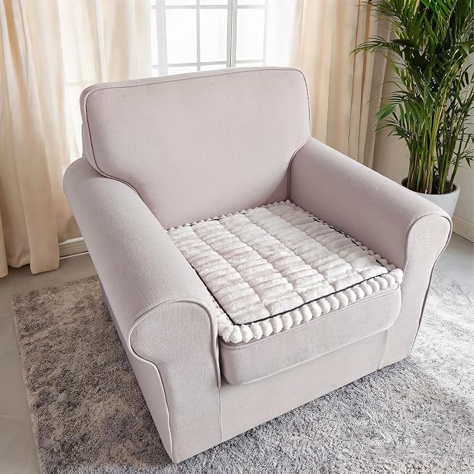 U-NICE HOME Fuzzy Chair Cover Arm Covers, Beige, 27.6''x27.6'' | Non-Slip, Washable, Couch cover for dog, Pet friendly, Furniture Protector - Image 2