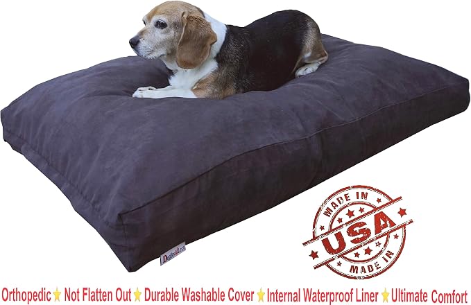 Dogbed4less Medium Memory Foam Dog Bed Pillow with Orthopedic Comfort, Waterproof Liner and Espresso Microsuede Pet Bed Cover 37X27 Inches - Image 2