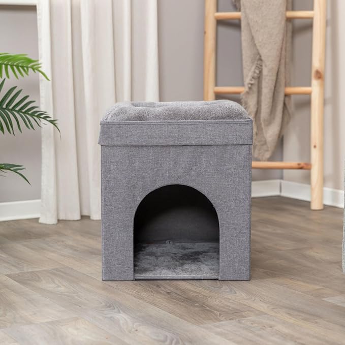 Trixie Crazy Cube Stackable Cat Condos, Gray, 1-Story | Indoor Cat Furniture, Hideaway Cave, Sisal Scratching Pads, Thick Padded Bed - Image 4