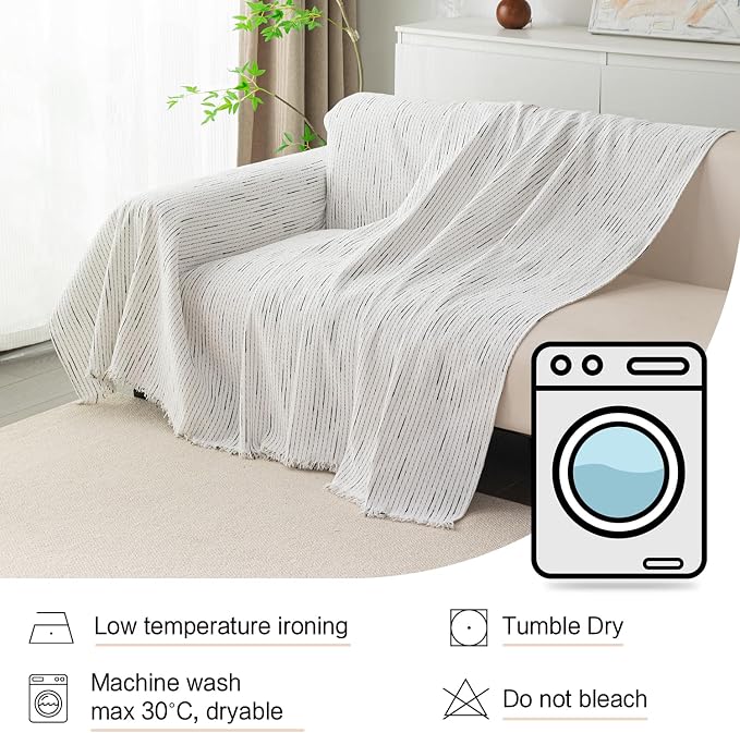 MYSKY HOME Couch Covers for 3 Cushion Couch Sofa, Sectional Couch Cover L Shape Chenille Couch Cushion Covers for Pets, Furniture Protector Cover for Dogs, Kids, 91"X150", White - Image 6