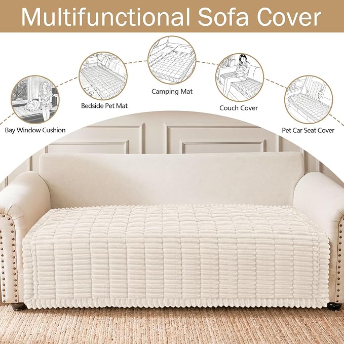 hyha Couch Cover for Dogs, Washable Non Slip Plush Flannel Sofa Protector | Thick Flannel, Silicone Anti-Slip Backing, Pet Hair & Scratch Protection, Fits Sofa & Loveseat (43" x 82.7") - Image 3