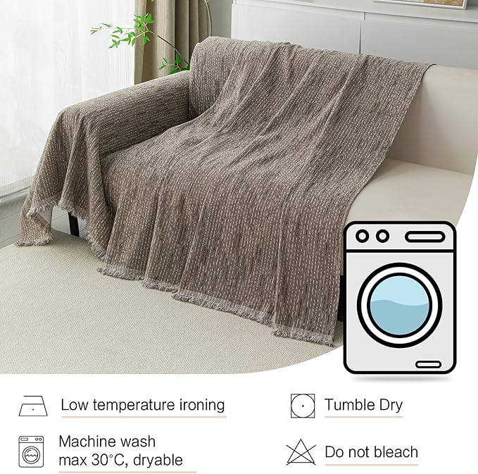 MYSKY HOME Couch Covers for 3 Cushion Couch Sofa, Sectional Couch Cover L Shape Chenille Couch Cushion Covers for Pets, Furniture Protector Cover for Dogs, Kids, 91"X150", Sand - Image 6