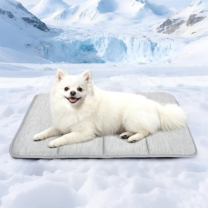 Dog Cooling Mat for Large Dogs – 24"x18" Orthopedic Memory Foam Pad for Summer, Hot Weather & Joint Relief | Washable, Non-Slip Crate Mat for Senior Dogs, Travel & Home(Grey) by ZAKAPAWS