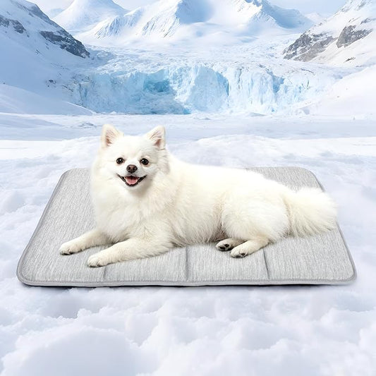 Dog Cooling Mat for Large Dogs – 24"x18" Orthopedic Memory Foam Pad for Summer, Hot Weather & Joint Relief | Washable, Non-Slip Crate Mat for Senior Dogs, Travel & Home(Grey) by ZAKAPAWS