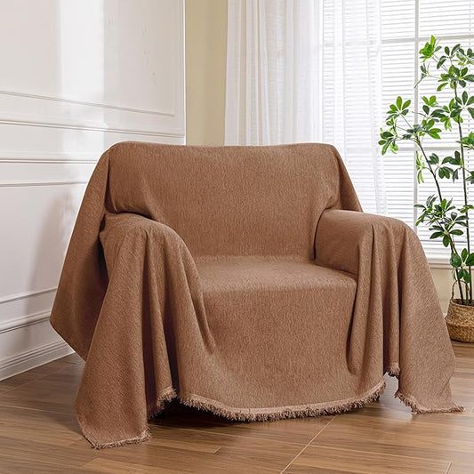 MEETSKY Oversized Chair Cover Armchair Small Couch Cover Single Sofa Cover for Dog Couch Cover for Sofa Recliner，Chenille Sofa Throw Cover for Pets Sofa Cover Thick Washable, 71" x 91", Camel by MEETSKY