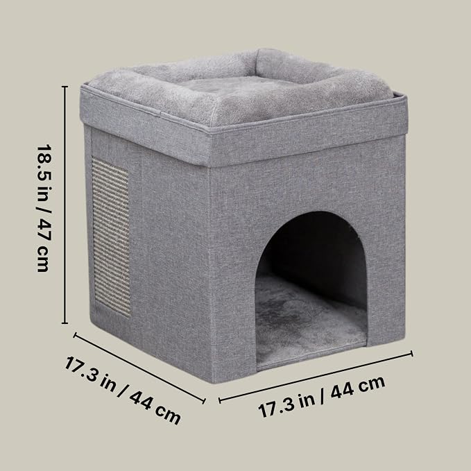 Trixie Crazy Cube Stackable Cat Condos, Gray, 1-Story | Indoor Cat Furniture, Hideaway Cave, Sisal Scratching Pads, Thick Padded Bed - Image 5