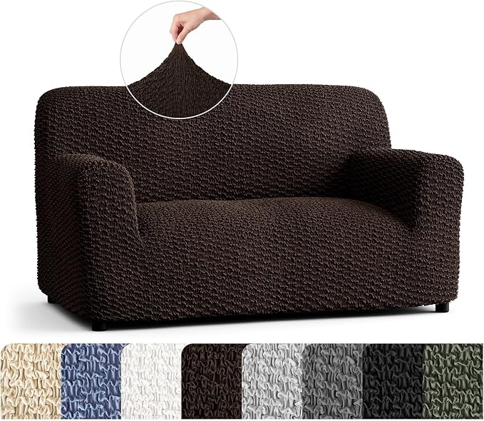 PAULTO BY GA.I.CO. Stretch Sofa Slipcovers – Soft Elastic Fabric Couch Cover for Armchair Loveseat 3-Seater & 4-Seater Sofa Cover – Non-Slip Furniture Protector Washable - Dark Brown (40"-63" Wide) by PAULATOBYGAICO