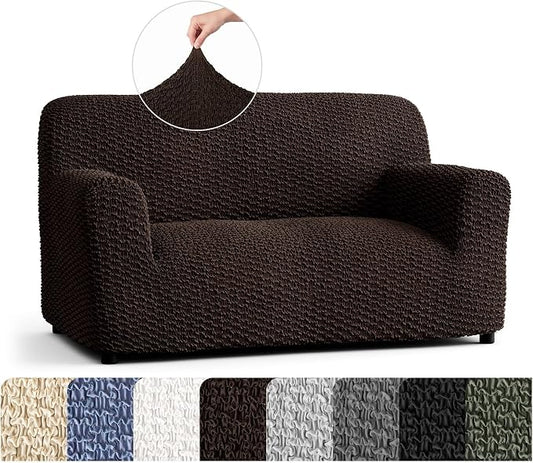 PAULTO BY GA.I.CO. Stretch Sofa Slipcovers – Soft Elastic Fabric Couch Cover for Armchair Loveseat 3-Seater & 4-Seater Sofa Cover – Non-Slip Furniture Protector Washable - Dark Brown (40"-63" Wide) by PAULATOBYGAICO