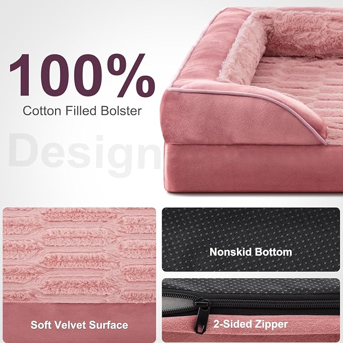 FURTIME Orthopedic Extra Large Dog Bed, Waterproof Dog Beds, 48x35x6.5 Supportive Foam Pet Couch Bed with Removable Washable Cover and Nonskid Bottom - Image 4