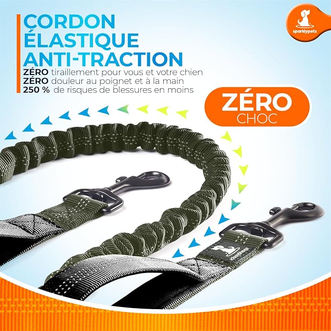 SparklyPets - Hands Free Dog Leash with Reflective Stitches - Waist Leash for Medium & Large Dogs Walking, Hiking, Training, Jogging, Canicross, Running - Image 3