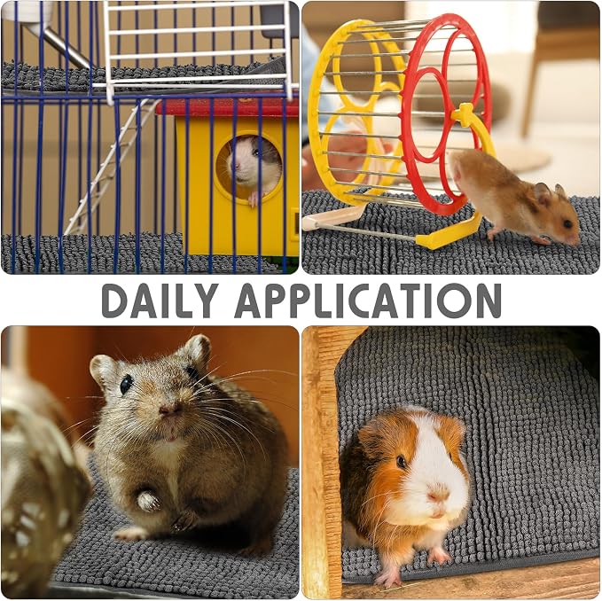 Amylove 4 Pcs Guinea Pig Cage Liner 47 x 24 Inch Washable Chenille Pee Pads Pet Dog Cat Bedding Training Mat Reusable for Small Animals Puppy Bunny Hamster Chinchilla - Image 6