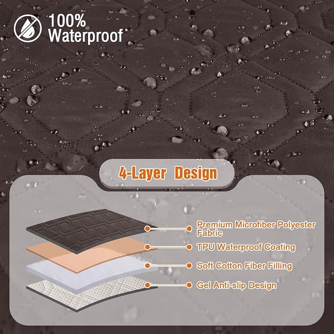 VANSOFY Waterproof Loveseat Couch Cover for Pets, Chocolate, 54" | Non-Slip, Washable, Utility Pockets, Pet Friendly, Furniture Protector Slipcover for 2 Cushion Plus Couch - Image 5