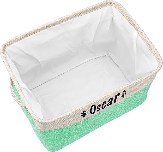 PET ARTIST Collapsible Dog Toy Storage Basket Bin with Personalized Pet's Name - Rectangular Storage Box Chest Organizer for Dog Toys,Dog Clothing,Dog Apparel & Accessories-Green - Image 5