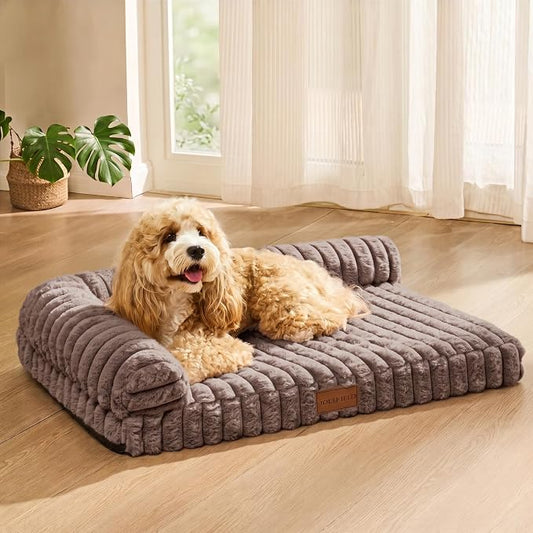 Orthopedic Calming Medium Dog Bed Pet Sofa Bed 30''X20'' Taupe | 2-Sided Pet Couch Medium Size Dog, Soft Egg-Crate Foam Dog Mat, Waterproof Removable Washable Cover, Nonskid Bottom Cat Bed by Unknown