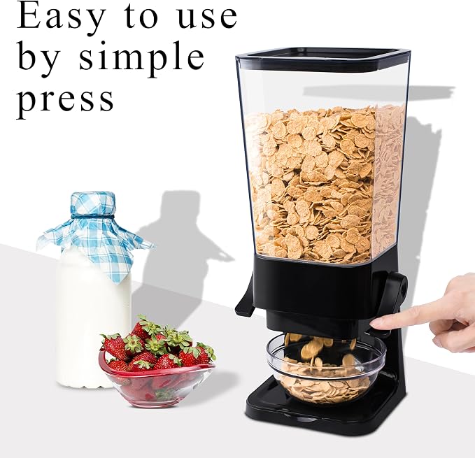 Cereal Dispenser Countertop, 5L Kitchen Organization Cereal Containers Storage, Desktop Candy Dispenser Plastic Cereal Dispenser, Snack Containers Can Hold Granola, Dry Food, Grain (Black, 3Pc) - Image 2