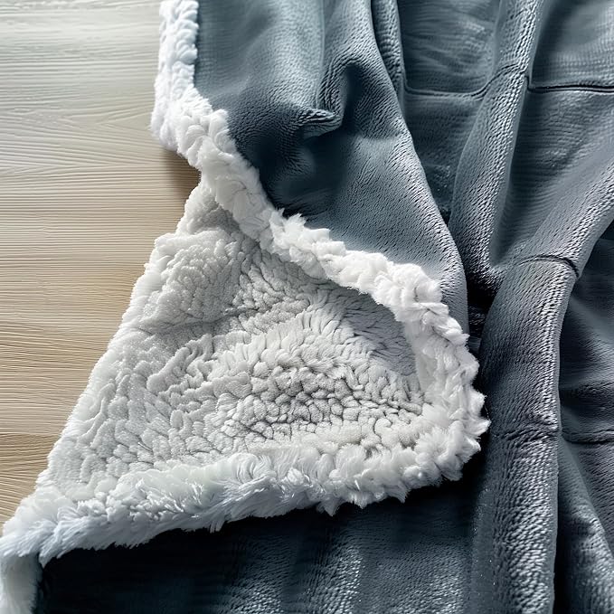 Waterproof Throw Blanket - Sherpa Fleece Reversible Cover, Soft Warm Leak-Proof Bed & Couch Protector for Kids, Pets & Everyday Spills (Velvet Gray/Cloud White, Throw 50x60 - Image 6