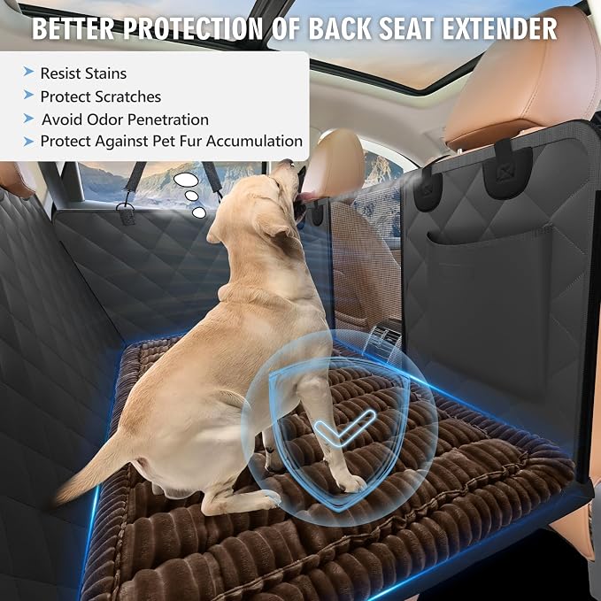 Dog Bed for Car Back Seat, Non-Slip Backseat Pet Mat Standard, 51''X23.5'' | Soft Blanket for Travel, Plaid Flannel, Quilted PP Cotton Filling, Non-Slip Backing, Machine Washable, Fit Backseat Extenders - Image 4