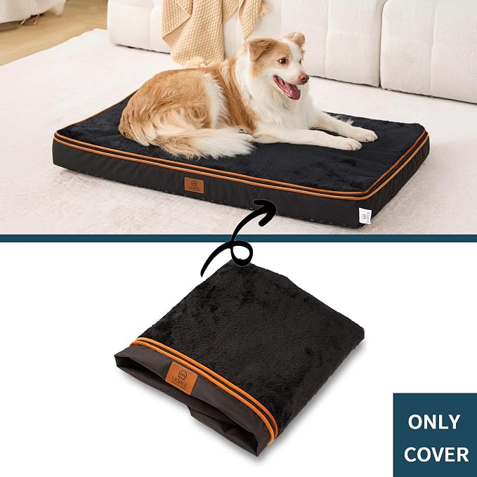 LIROCE Washable Dog Bed Cover Replacement, XL Wrap-Around Zipper Cover for Orthopedic Memory Faom Dog Bed (41x27x4 inches), Black - Image 2