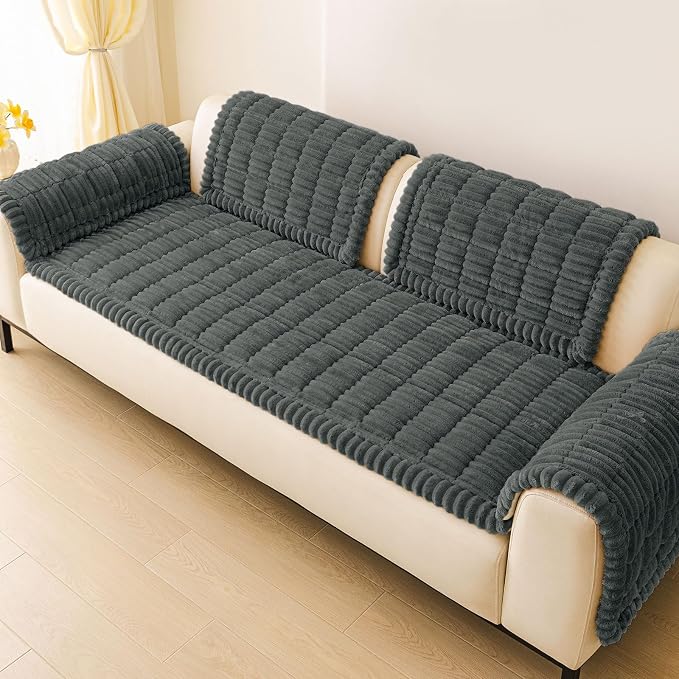 hyha Couch Cover for Dogs, Washable Non Slip Plush Flannel Sofa Protector | Thick Flannel, Silicone Anti-Slip Backing, Pet Hair & Scratch Protection, Fits Sofa & Loveseat (27.6" x 47") - Image 9