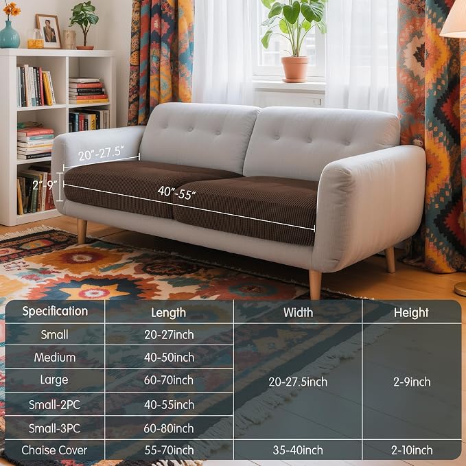 Hokway 2 Piece Individual Couch Cushion Slipcovers Stretch Reversible Cushion Protector Slipcovers Sofa Cushion Protector Covers(Chocolate,Small-2PC) - Image 3