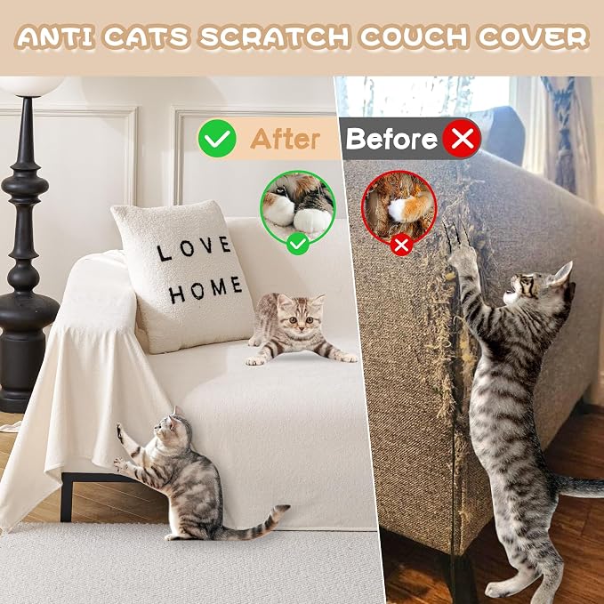 MYSKY HOME White Couch Cover for Dogs Washable Pet Couch Cover Furniture Protector Cover Non Slip Soft Couch Sofa Cover, Love Seat Couch Covers, Sofa Covers Washable, 71" x 102" - Image 5
