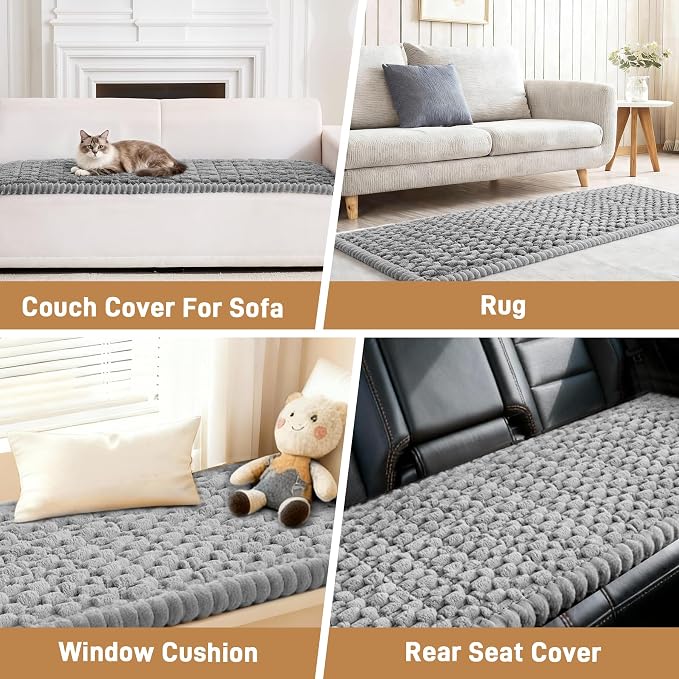 Plush Couch Cover for Dogs Non Slip Pet Sofa Protector, Ultra Soft Washable Couch Cover for Pets, Anti-Slip Backing Furniture Protector for Cats & Dogs, Fits Standard & L-Shape Sofas (3 Sizes) - Image 3