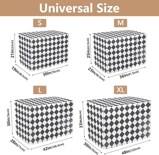 Dog Crate Cover Kennel Cover for Dog Cages Breathable for Wire Cage Indoor Outdoor Geometric Diamond Chess Black and White - Image 3