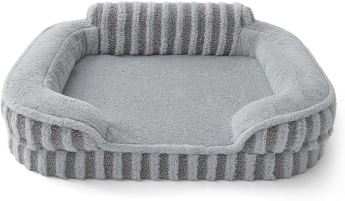 LE SURE Cute Cozy High Back Orthopedic Dog Beds Large Sized Dog,35" Grey | Waterproof Pet Bed with Sides, Aesthetic Comfy Egg-Crate Foam Pet Couch Sofa, Removable Washable Cover, Non-Slip Bottom - Image 4