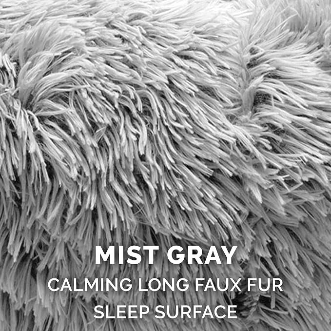 Furhaven Replacement Donut Dog Bed Cover Plush Long Faux Fur Calming Cuddler, Machine Washable - Misty Gray, Medium - Image 4