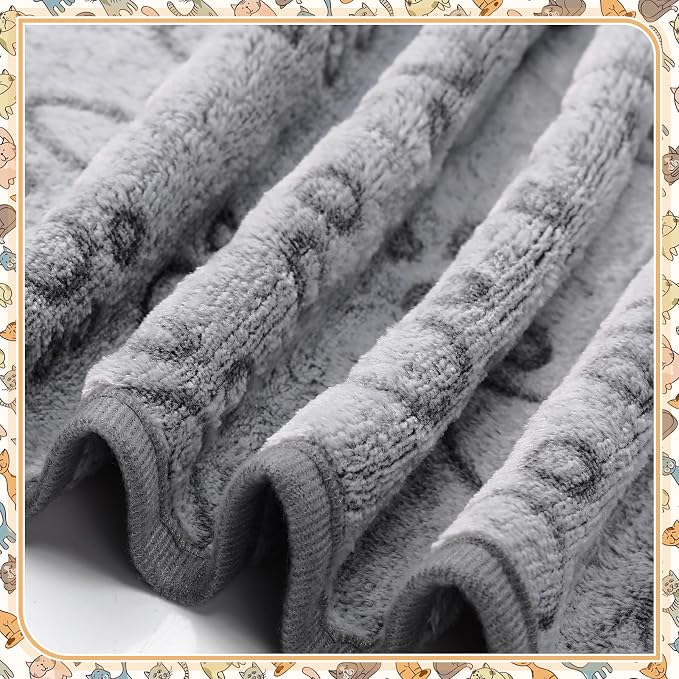 Tegeme 12 Pcs Pet Blankets 30 x 20 Inch Soft Fluffy Fleece Dog Cat Warm Paw Print Pattern Blankets Flannel Throw for Pets Dog Puppy Cat(Gray) - Image 4