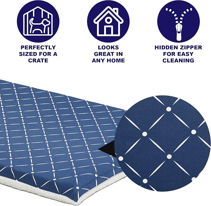 MidWest Homes for Pets Quiet Time Couture Paxton Dog Bed with Removable Pillow Cover, Blue Diamond Pattern, 42", Model Number: 40742-BLD - Image 2