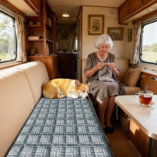 Paw Cart Couch Cover Caravan Quilted Sofa Topper Greek Key Pattern Washable Non Slip Soft Pet Protector for Any Type of Couch (Gray Blue,W 83“ x D 28” 1 Piece) by ZYXFYY